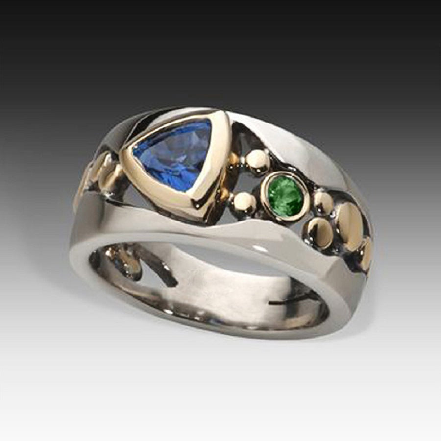 Bague en cristal bleue exclusive de style vintage