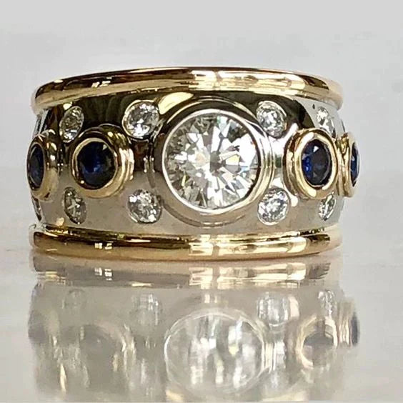 Bague en or noble avec zirconium de style vintage