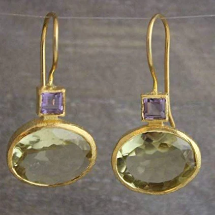 Boucles d'oreilles vintage vert or