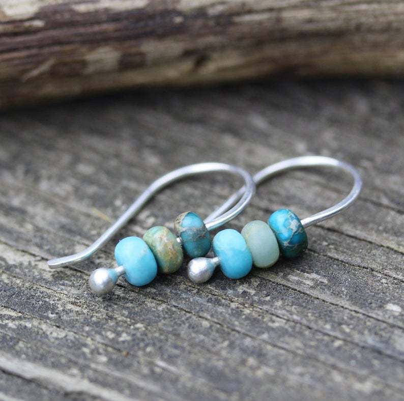 Yuna - Boucles d'oreilles rétro turquoise pour un look vintage unique