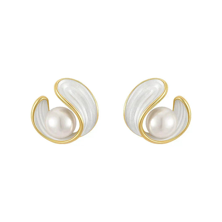 Boucles d'oreilles blanches exclusives en opale et perles en or élégant