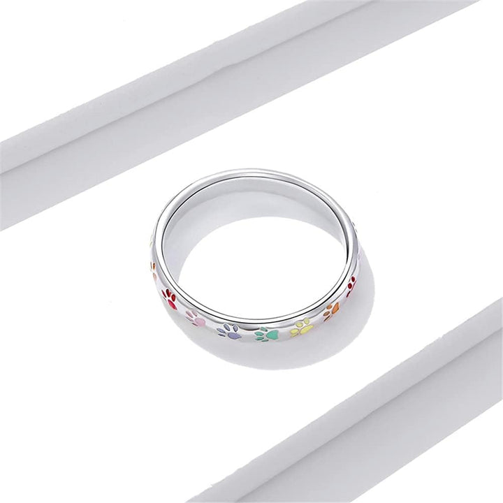 Sterling-Silber Ring mit Pfotenabdruck.
