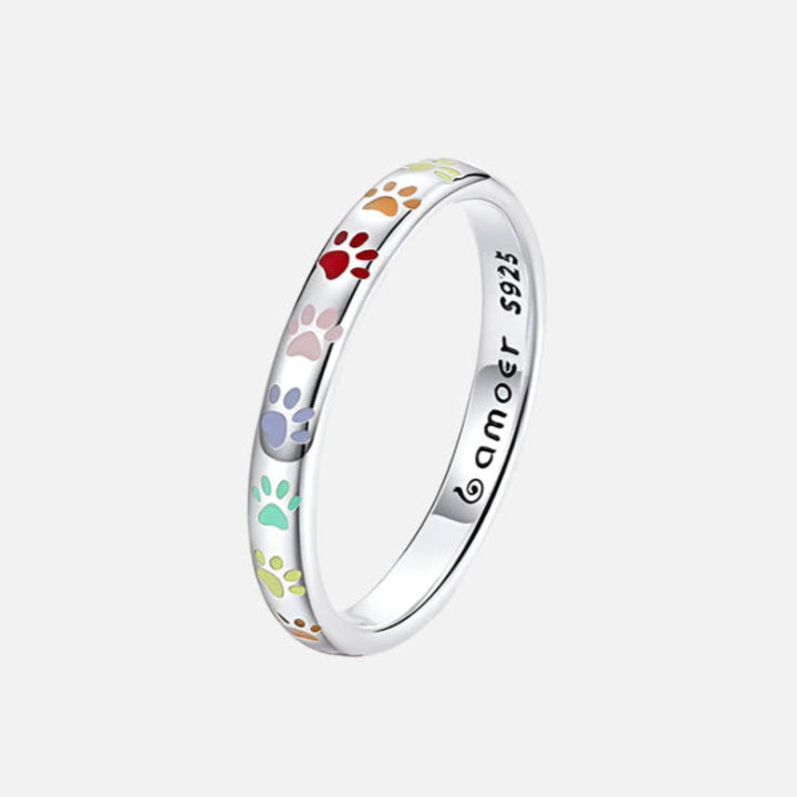 Sterling-Silber Ring mit Pfotenabdruck.