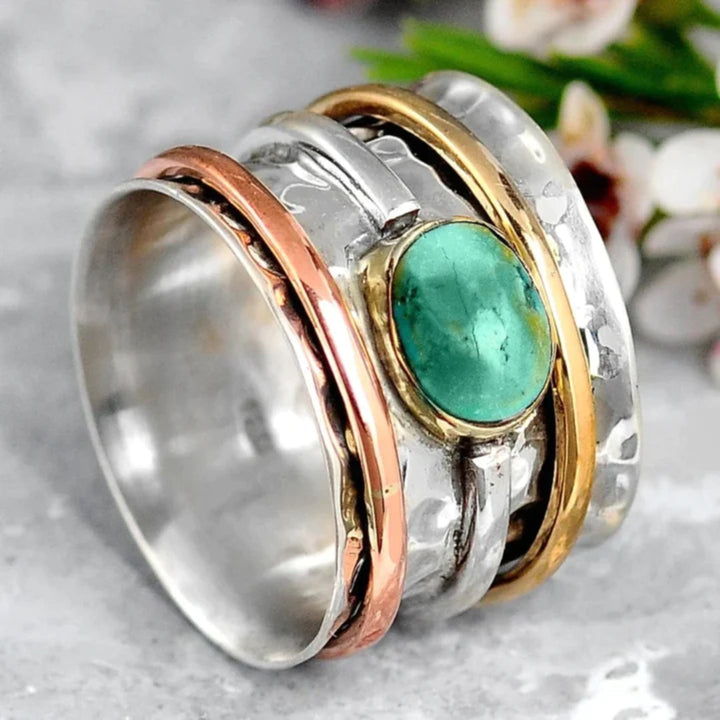 Coco - Élégant Anneau Vintage en Turquoise