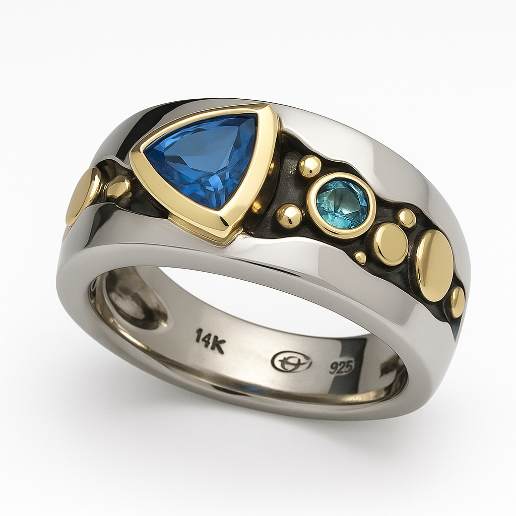 Anneau vintage bleu élégant