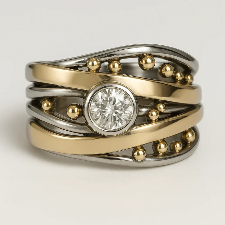 Royal - Bague en or vintage avec incrustation de zirconia