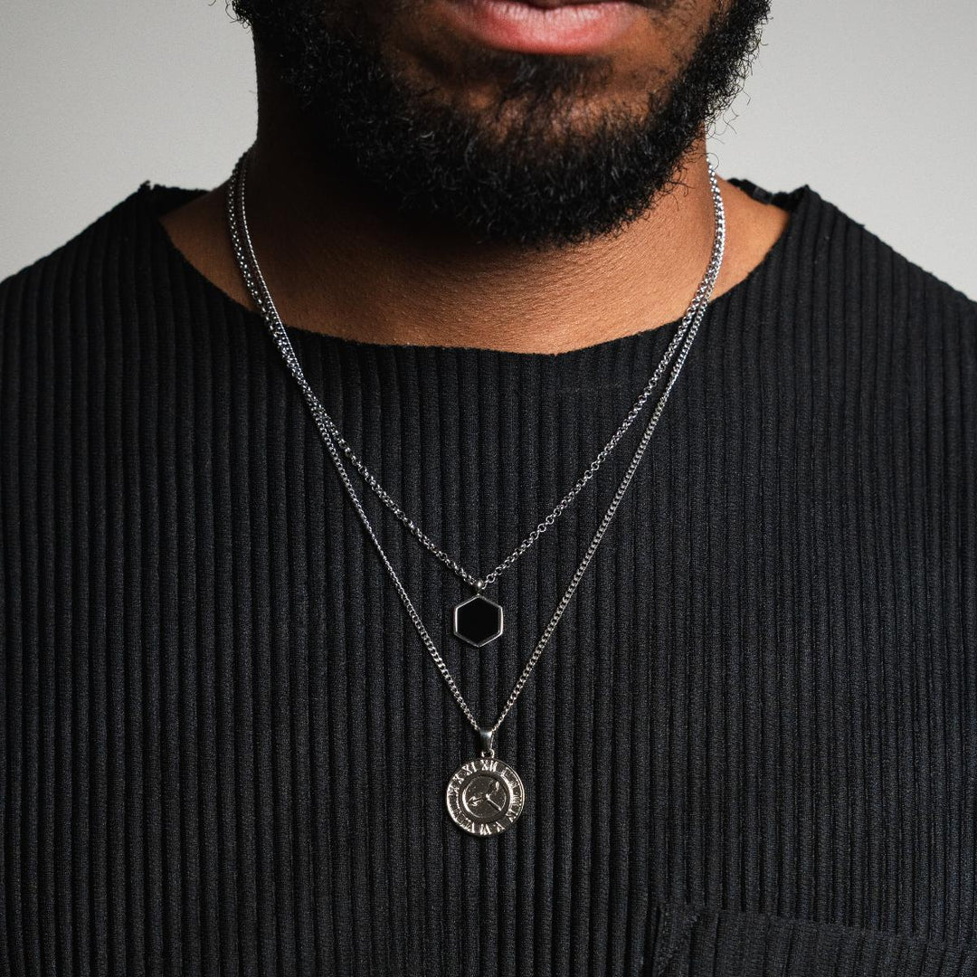 Clock Pendant Necklace - Silver