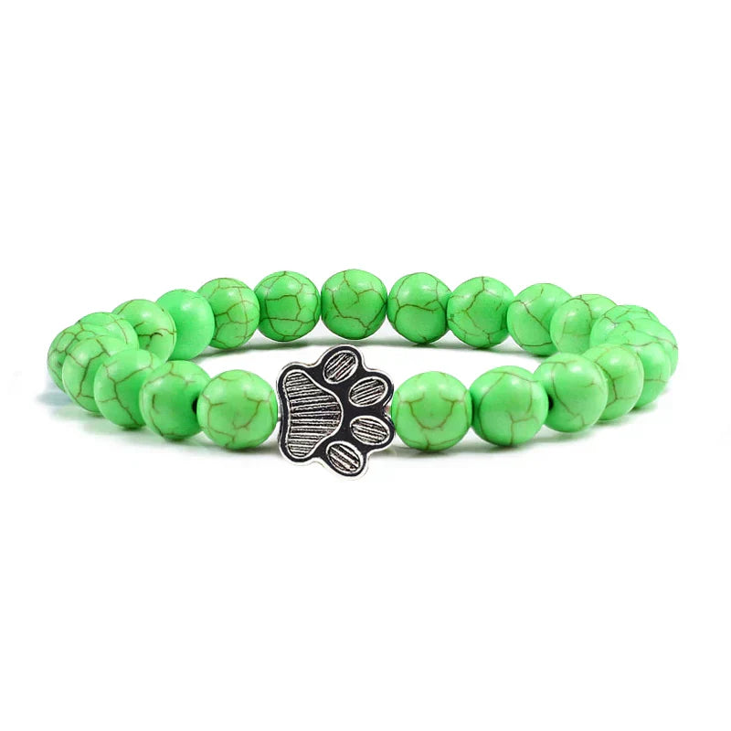 Armband mit Pfotenabdrücken, verziert mit Perlen