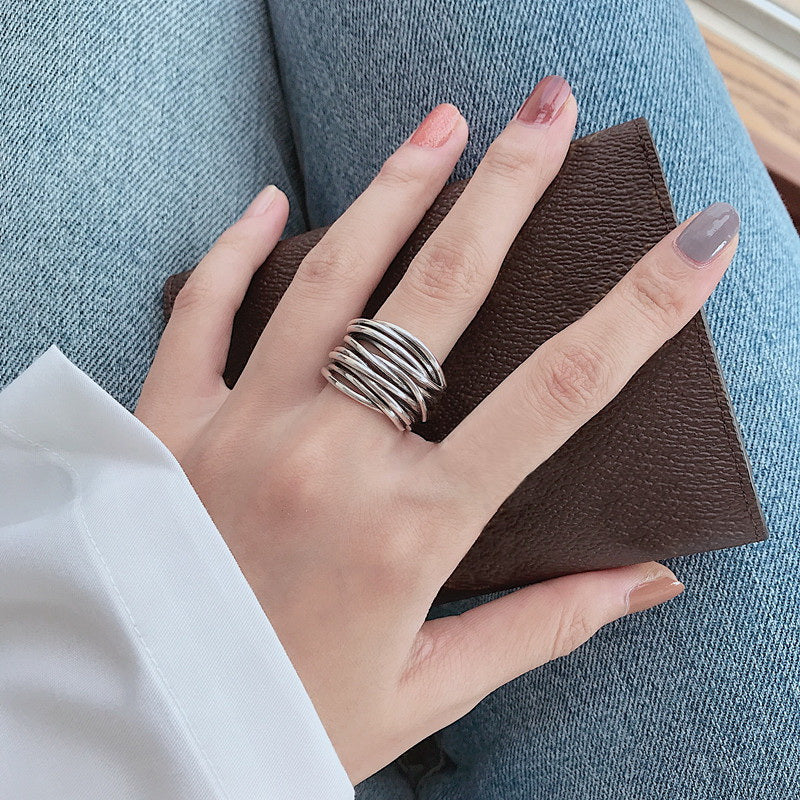 Anneau en argent 925 élégant en couches pour une touche chic