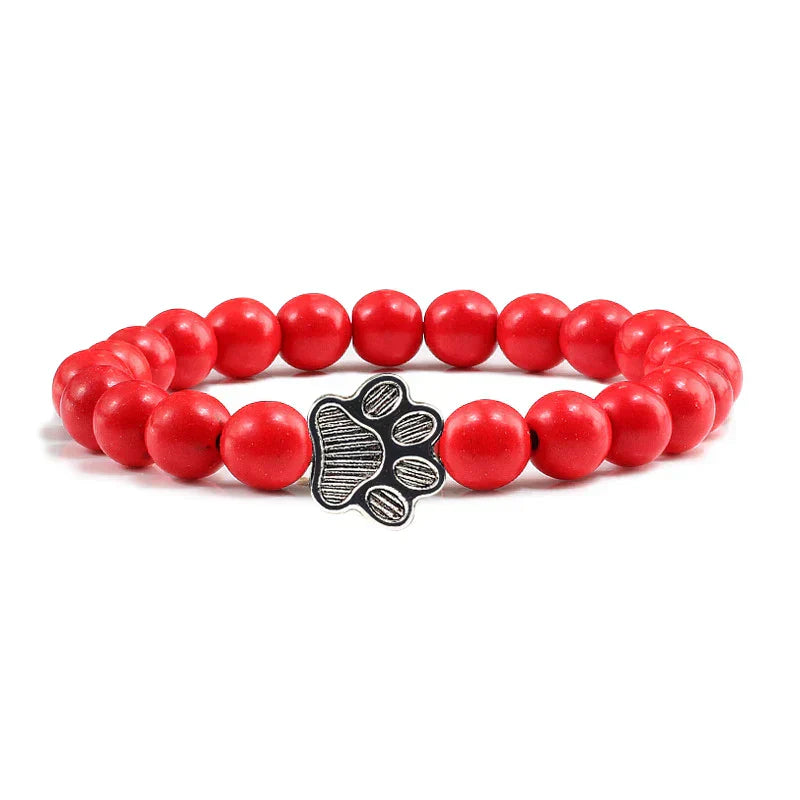 Armband mit Pfotenabdrücken, verziert mit Perlen