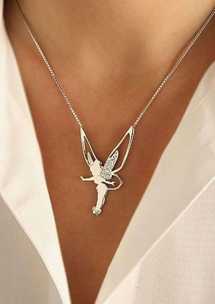 Pendentif Fée Chanceuse en finition élégante argentée et dorée