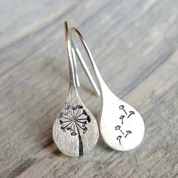Boucles d'oreilles exclusives en argent avec feuilles de pissenlit élégantes