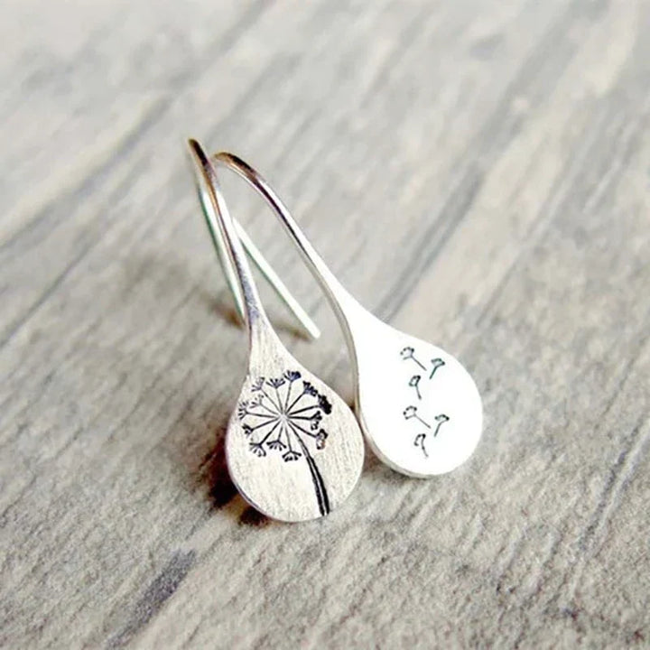 Boucles d'oreilles exclusives en argent avec feuilles de pissenlit élégantes