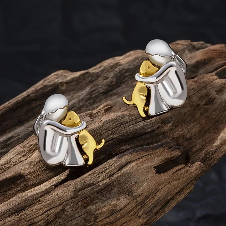 Zweifarbig silberne und goldene Hug-Ohrringe
