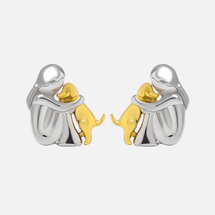 Zweifarbig silberne und goldene Hug-Ohrringe