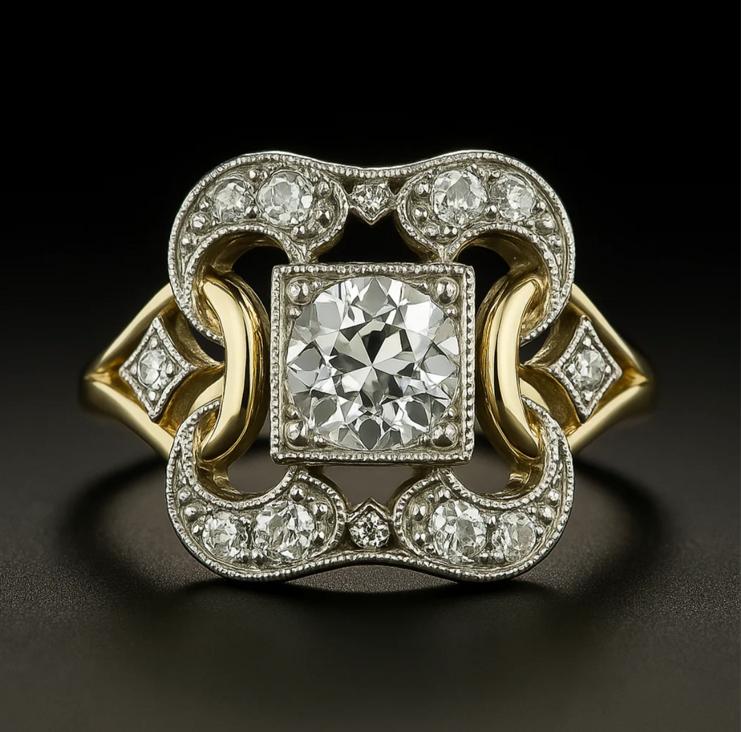 Bague Vintage Élégante en Zirconium Or – Style Intemporel et Sophistication Scintillante