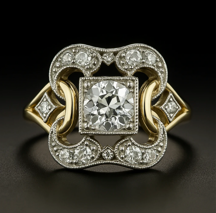 Bague Vintage Élégante en Zirconium Or – Style Intemporel et Sophistication Scintillante