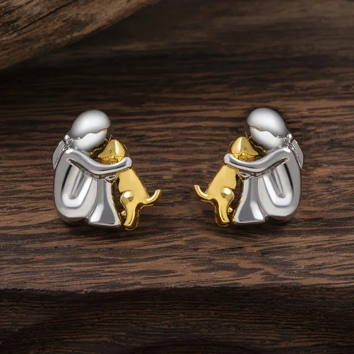Zweifarbig silberne und goldene Hug-Ohrringe