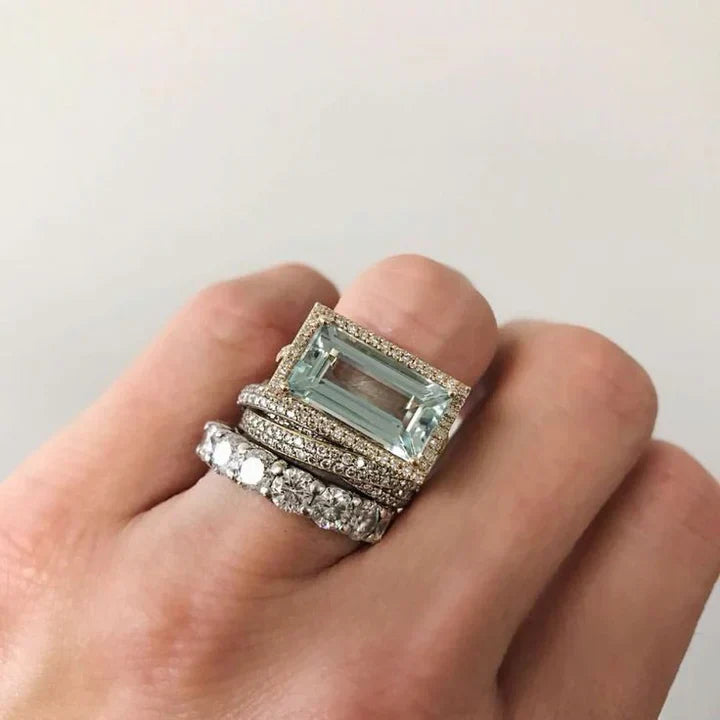 Bague Statement Élégante Vintage en Argent et Turquoise