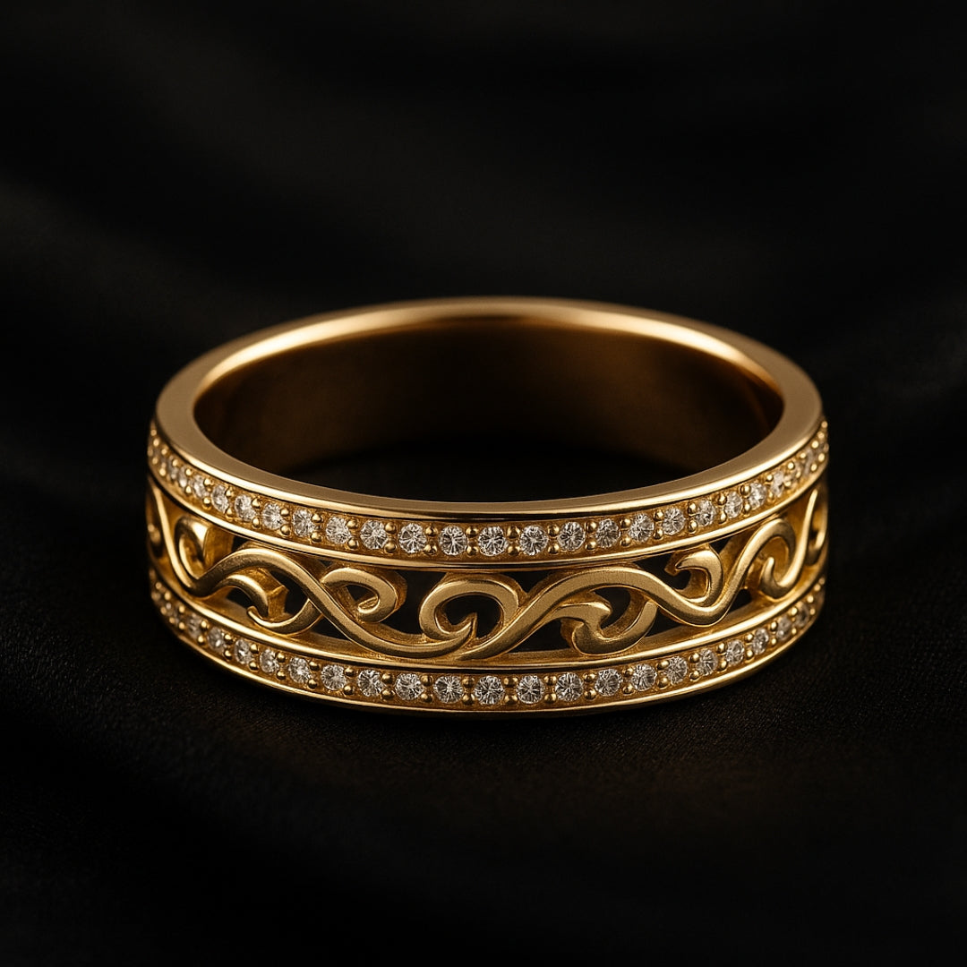 Bague dorée élégante Hohloha Hellera – accessoire de luxe pour toutes les occasions