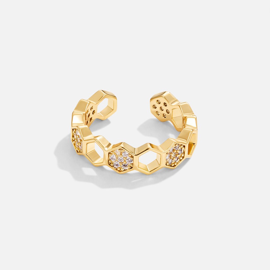 Bague en cristal d'or élégante et brillante
