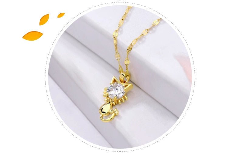 Vergoldete Katzenkette mit Zirkonia