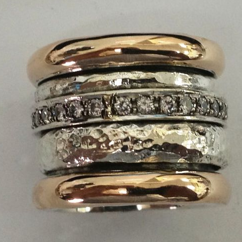 Bague Monteño Vintage en Or et Argent, Design Biseauté et Élégant