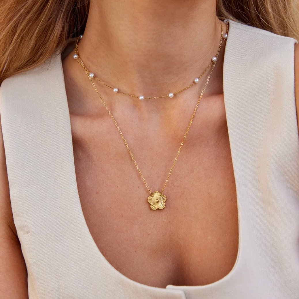 Collier de Perles d'Or Reine