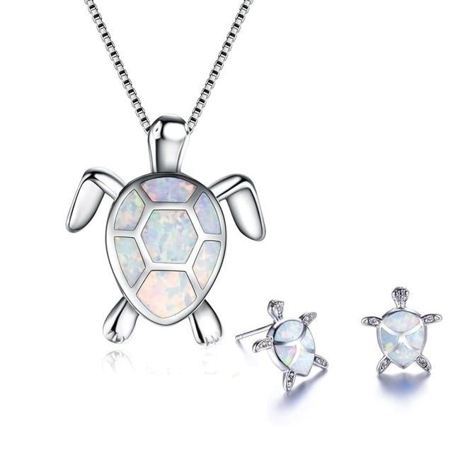 Ensemble de bijoux tortue de mer en opale