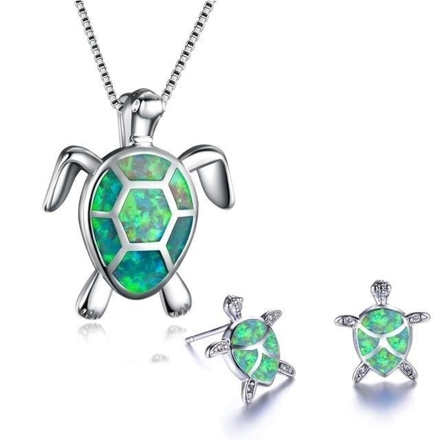 Ensemble de bijoux tortue de mer en opale