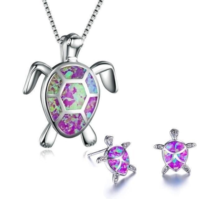 Ensemble de bijoux tortue de mer en opale